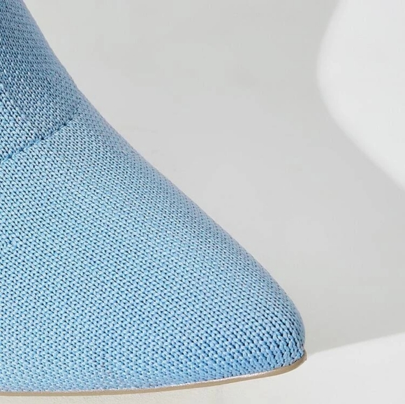 Minimalist Accent Golden Heel Pointy Toe Ankle Sock Stiletto Heeled Knit Boots - Picture 5 of 7